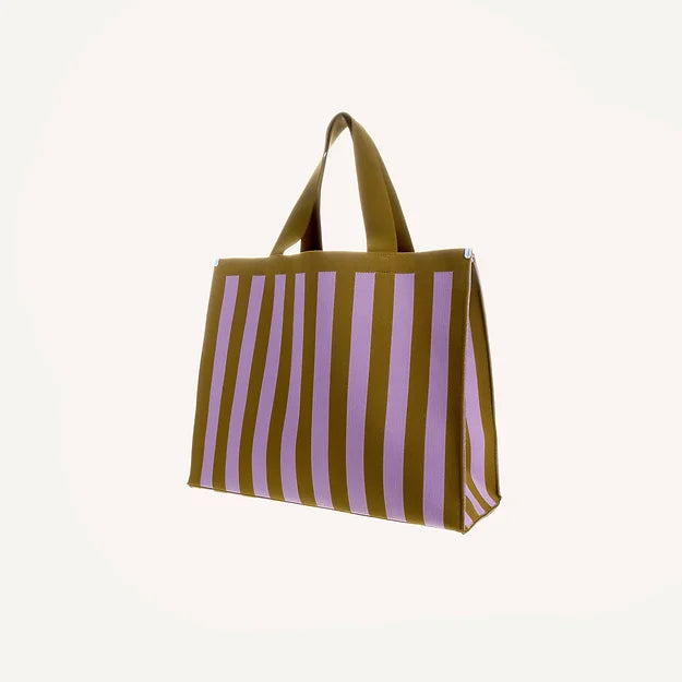 SHOPPER KNITTED STRIPES LILA EN GROEN 2