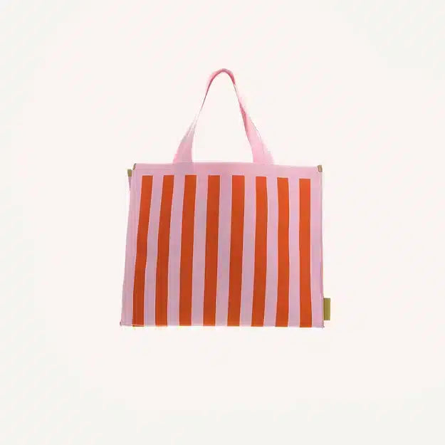 SHOPPER KNITTED STRIPES PINK EN ORANGE 2