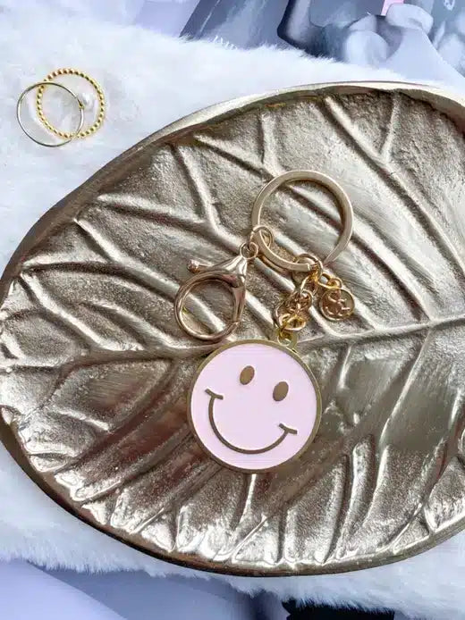 sleutel hanger smiley roze